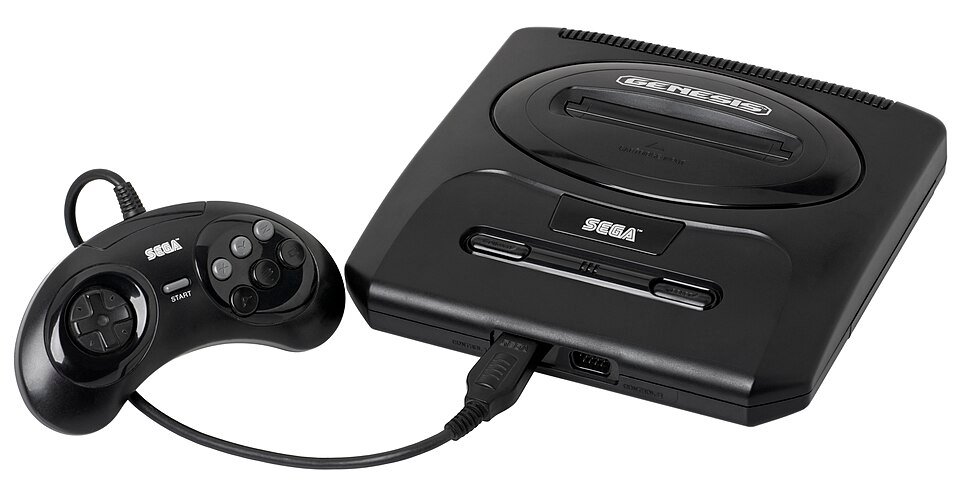Classic sports video game consoles and controllers