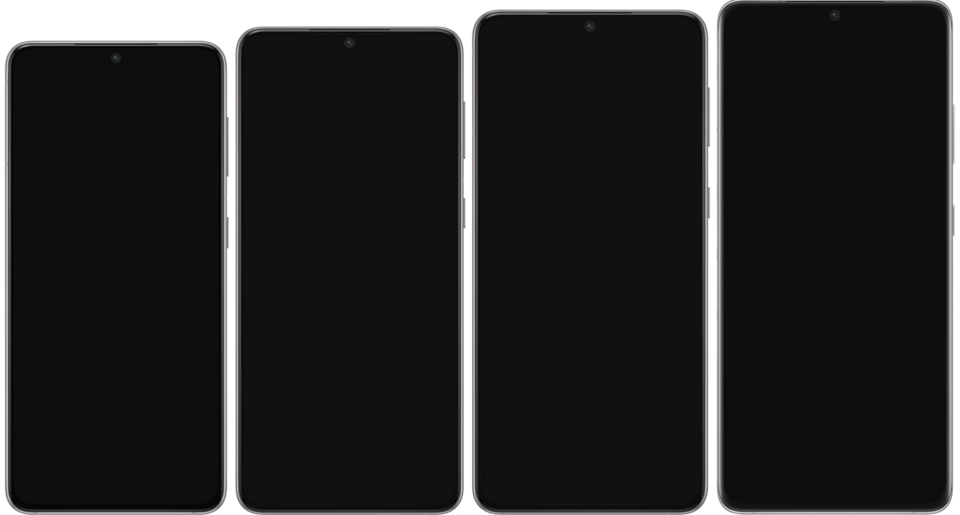 A lineup of smartphones showing size evolution, illustrating the rumored Apple iPhone Ultra flagship strategy