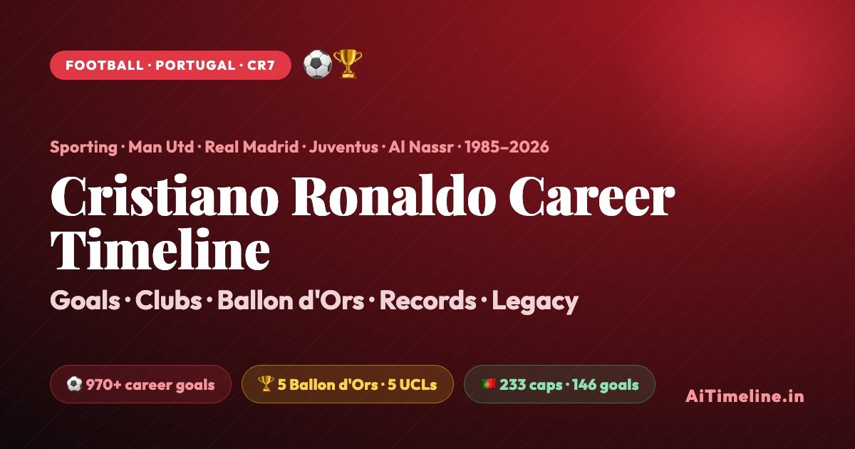 Cristiano Ronaldo Career Timeline (1985-2026): Goals, Clubs, Records, Ballon d’Ors, Trophies & Legacy