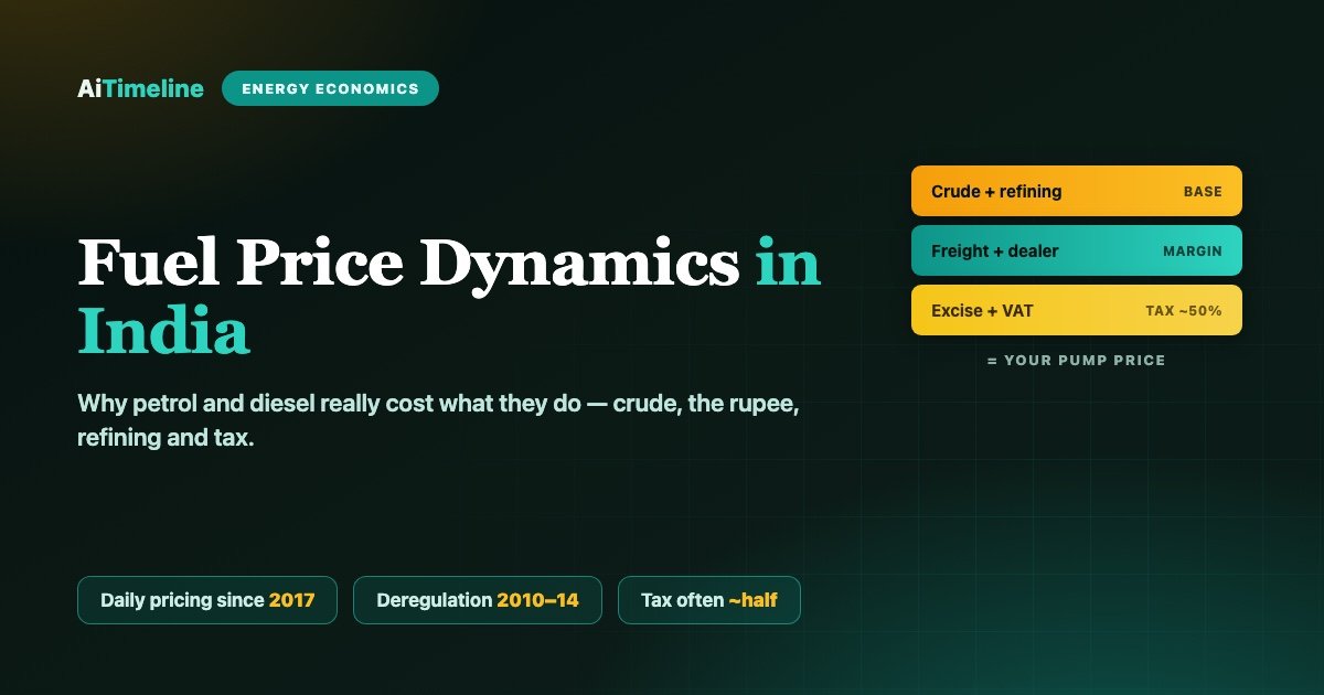 Fuel Price Dynamics in India (1889-2026): The Complete Timeline of How Petrol and Diesel Prices Are Set, From Crude Oil and Taxes to Deregulation and Daily Dynamic Pricing