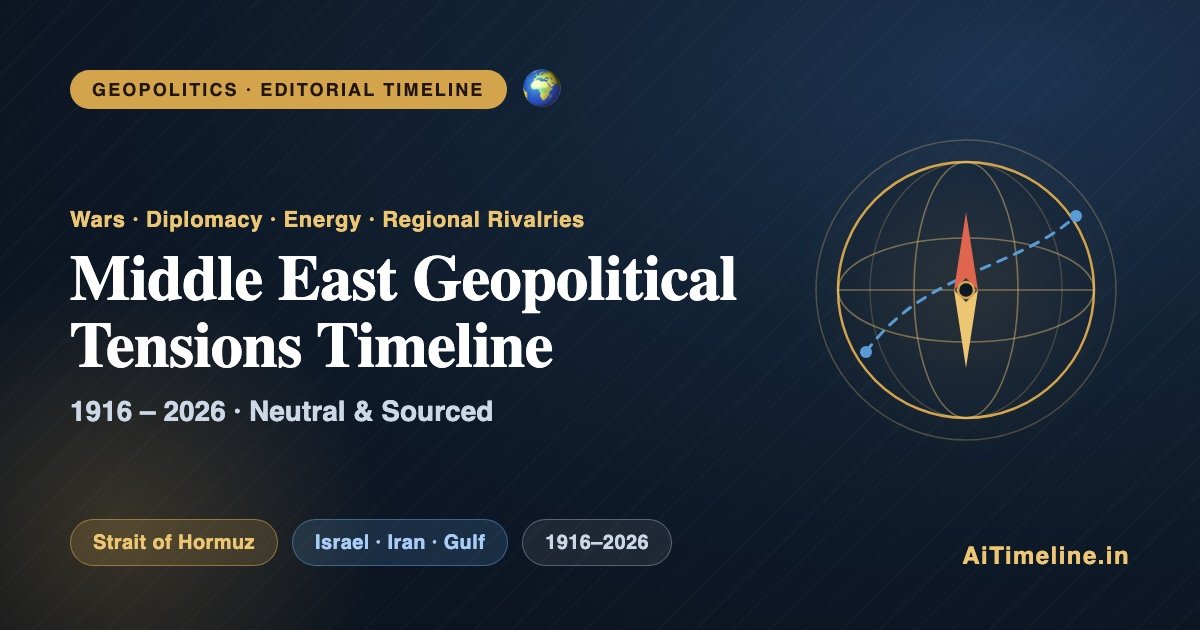 Middle East Geopolitical Tensions Timeline (1916-2026): Wars, Diplomacy, Energy, Regional Rivalries and Global Impact