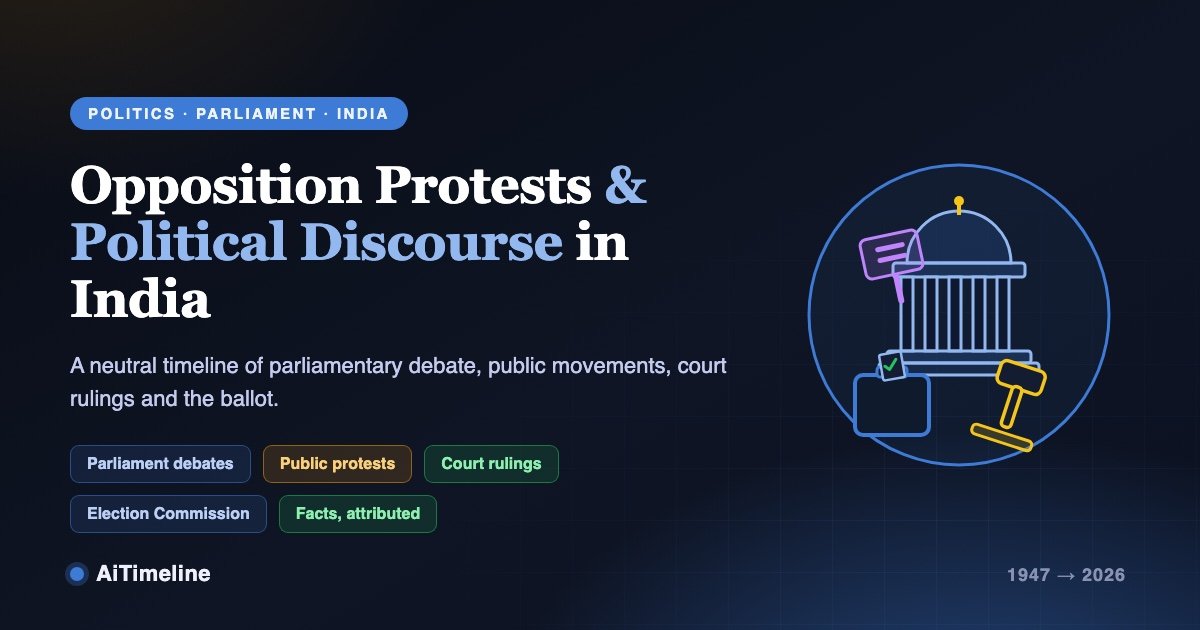 Opposition Protests and Political Discourse in India: A Complete Timeline of Parliamentary Debate, Public Movements and Democratic Change