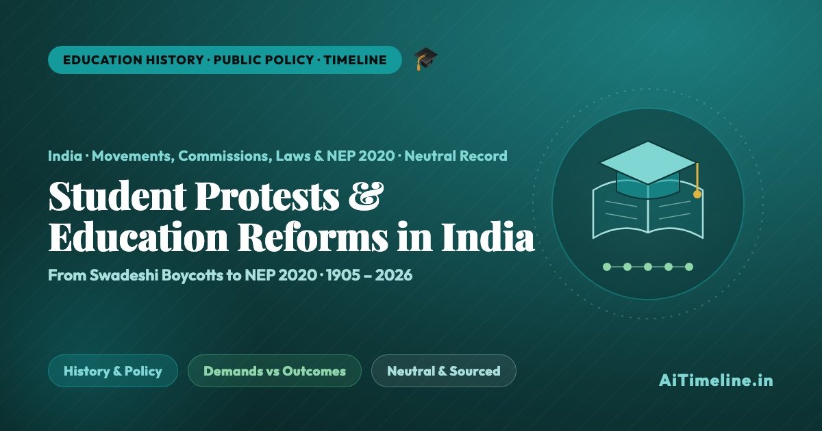 Student Protests & Education Reforms in India: A Complete Timeline (1905-2026)