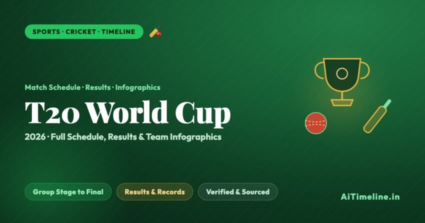 T20 World Cup 2026 match schedule, results and infographics - cricket tournament timeline