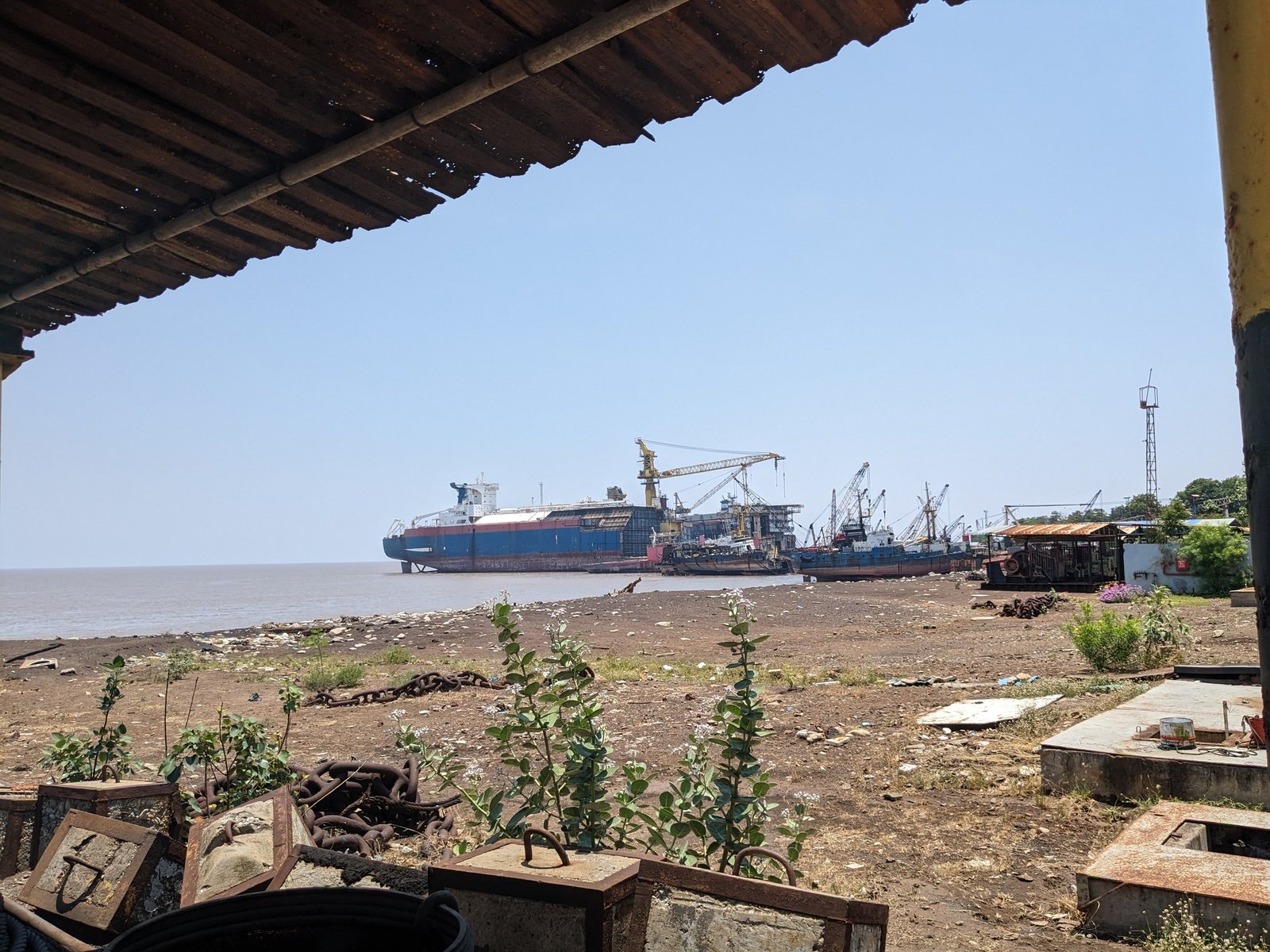Ships being dismantled at Alang ship-recycling yard, Gujarat