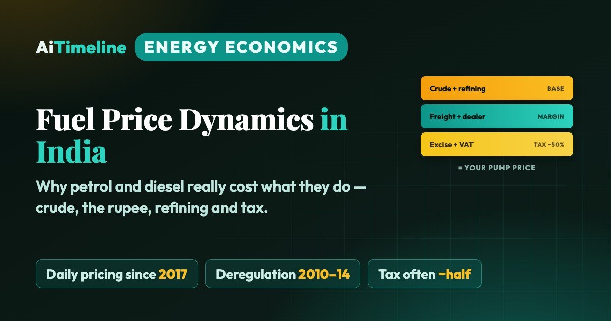Fuel Price Dynamics in India (1889-2026): The Complete Timeline of How Petrol and Diesel Prices Are Set, From Crude Oil and Taxes to Deregulation and Daily Dynamic Pricing