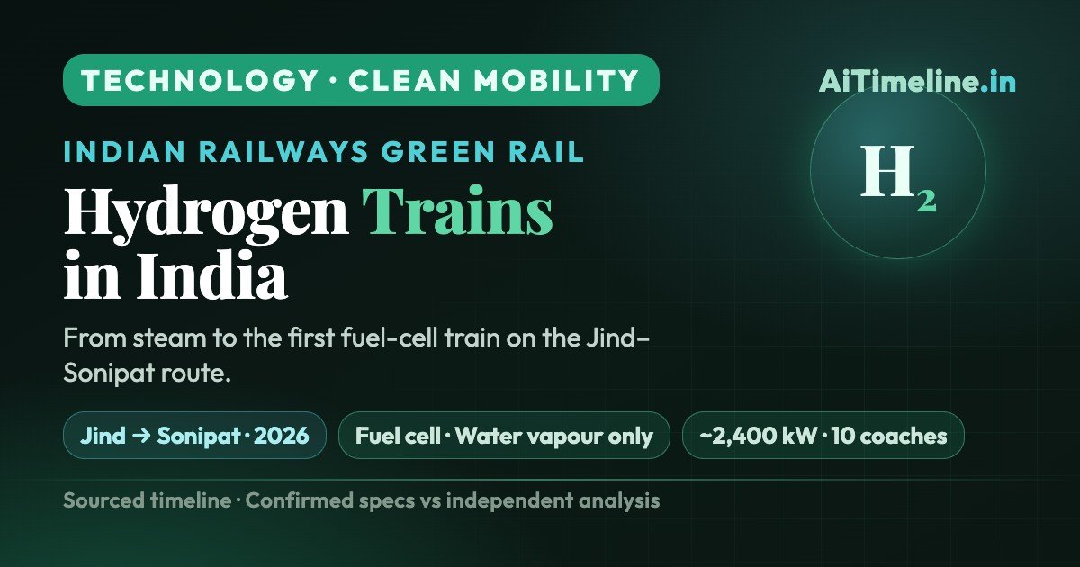 Hydrogen Trains in India Timeline (1804-2026): From Steam and Electrification to the First Fuel-Cell Train on the Jind-Sonipat Route