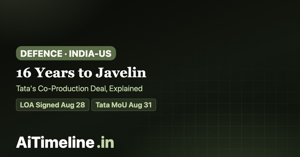 India’s Javelin Missile Timeline: The 16-Year Road From 2010 to Tata’s U.S. Co-Production Deal
