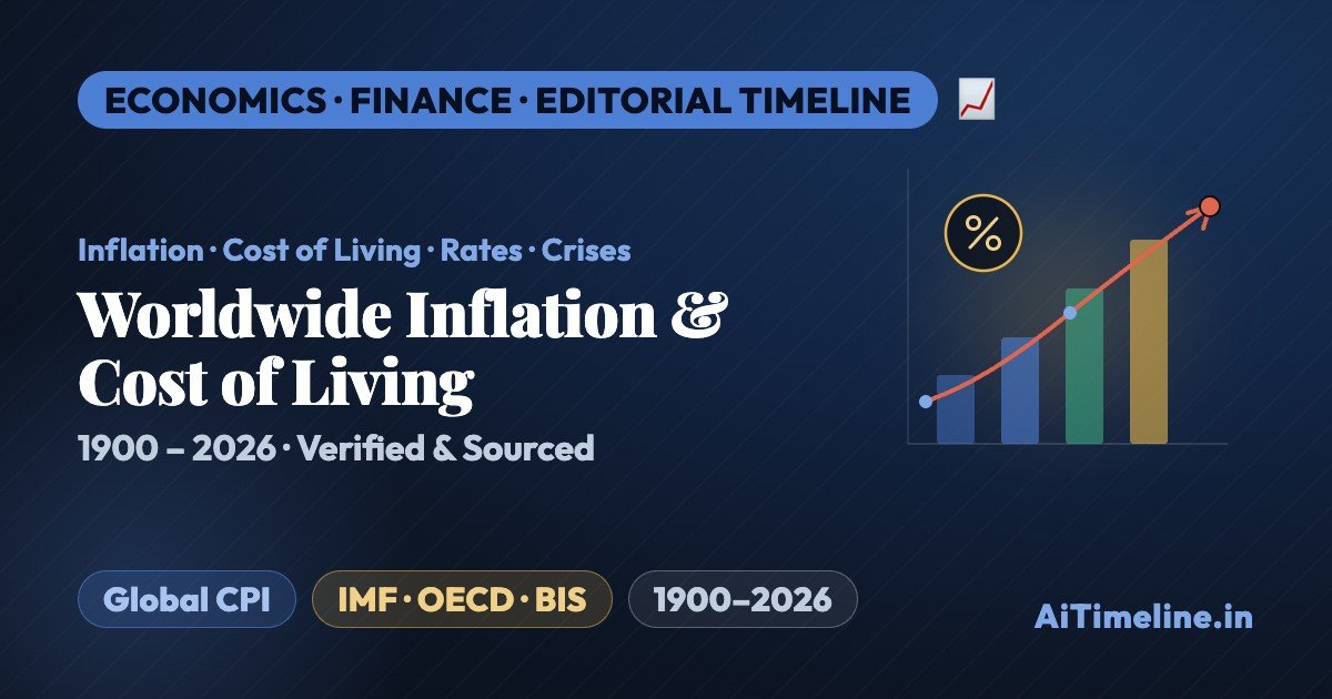 Worldwide Economic Inflation and Cost of Living Timeline (1900-2026): Global Inflation, Housing, Food Prices, Energy, Interest Rates and Economic Crises