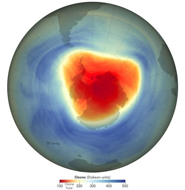 The Antarctic ozone hole in 2024, relatively small compared with other recent years