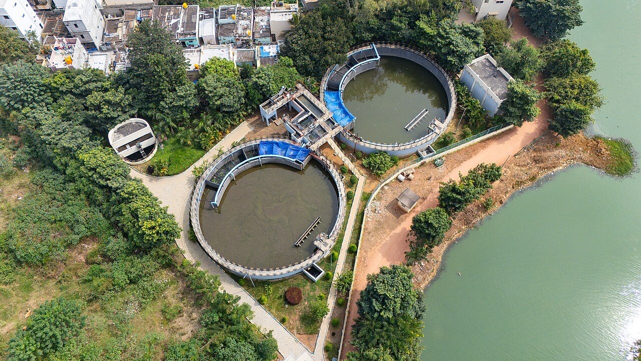 The sewage treatment plant beside Doddabommasandra Lake in Bengaluru, which treats wastewater before it reaches the lake