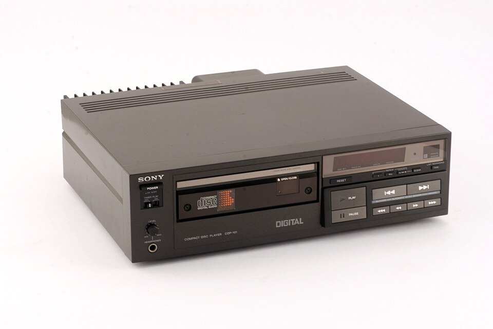 Sony CDP-101, the first commercially released compact disc player, launched in Japan in October 1982