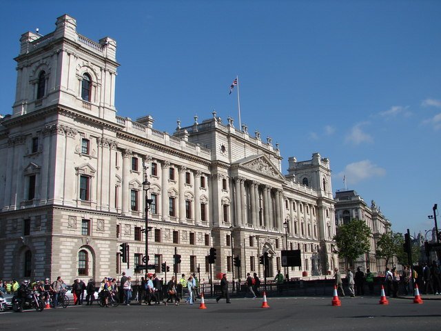 HM Treasury building, Whitehall, London, which sets the Bank of England's inflation-target framework