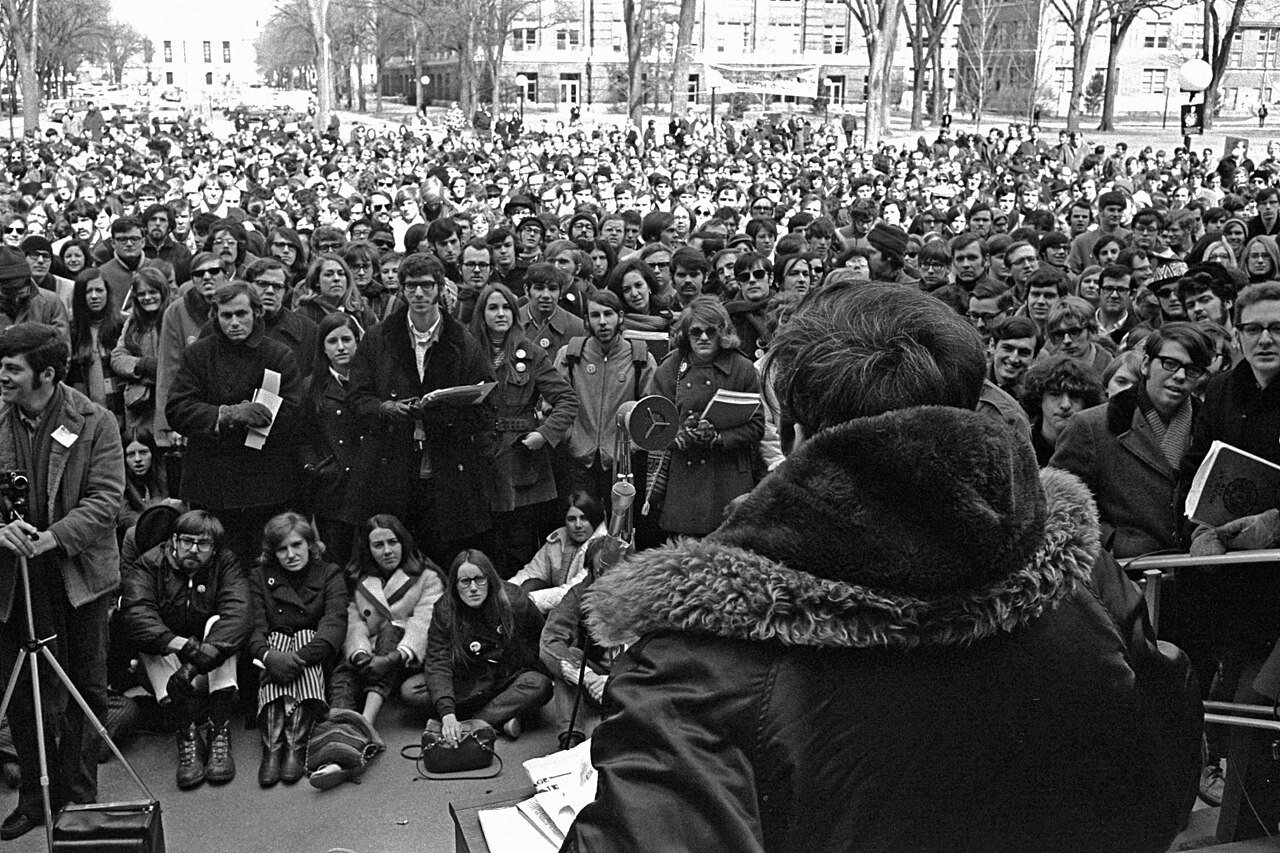 Students at the University of Michigan's Teach-In on the Environment in March 1970, one of the events that led up to the first Earth Day