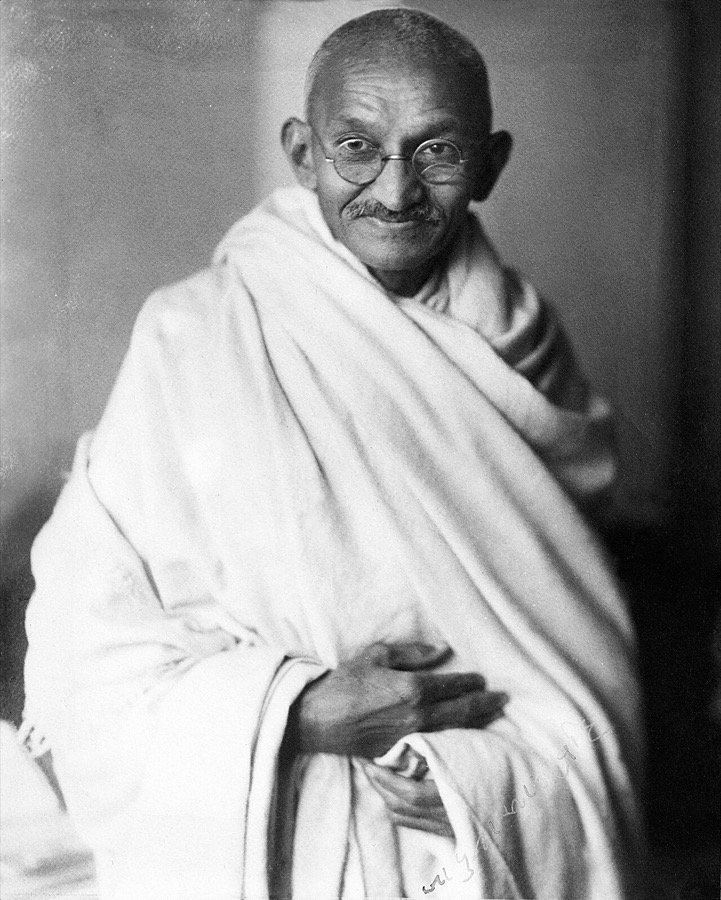 Mahatma Gandhi studio portrait in London, 1931, photographed by Elliott and Fry