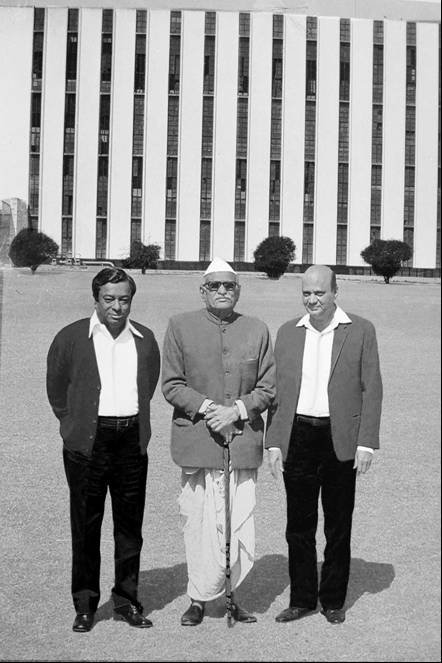 Tribhuvandas Patel with Verghese Kurien and H.M. Dalaya, the founders of the Amul dairy in Anand