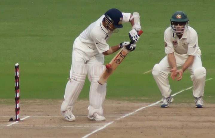 Sachin Tendulkar batting against Australia in October 2010