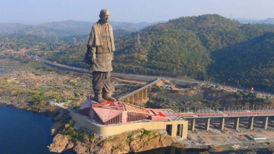 Aerial view of the Statue of Unity, the 182-metre statue of Sardar Vallabhbhai Patel, near Kevadia, Gujarat