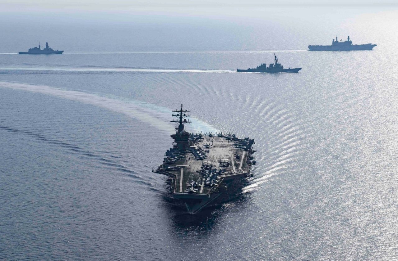 French air-defence frigate Forbin sailing with US and Italian warships in the Red Sea, June 2024