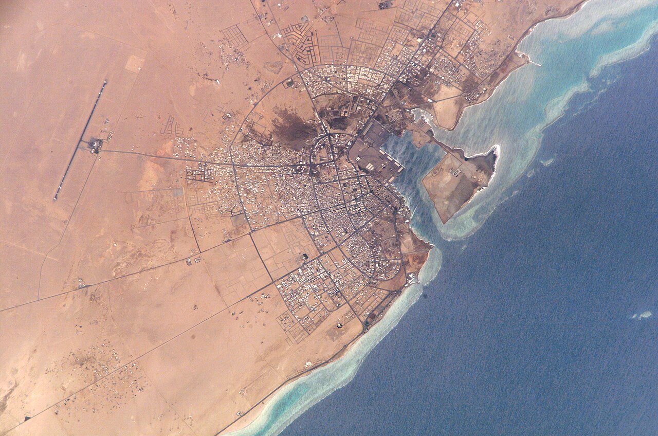 Yanbu on the Saudi Red Sea coast seen from the International Space Station
