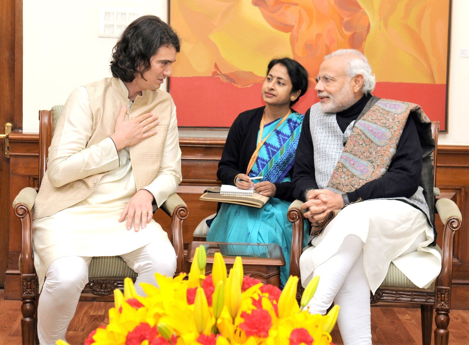 Adam Neumann meets Prime Minister Narendra Modi in New Delhi on 15 January 2016 as a Startup India participant