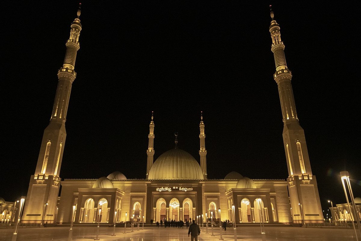 The Al-Fattah Al-Aleem Mosque, opened with the Cathedral of the Nativity on 6 January 2019, photographed