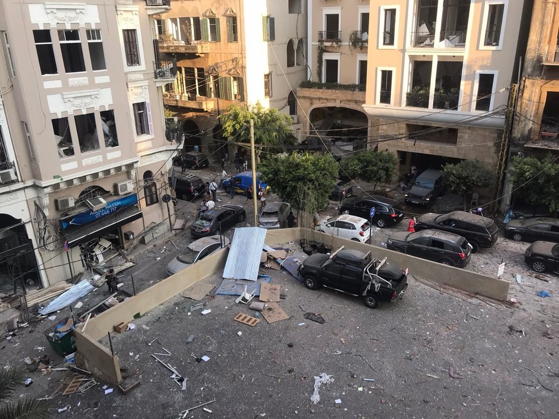 A Beirut street after the port explosion of 4 August 2020