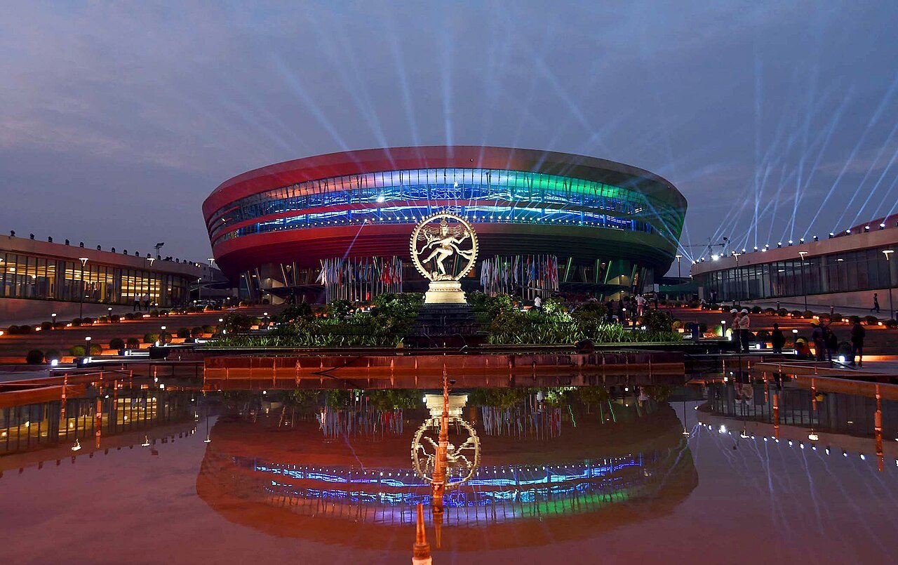 Bharat Mandapam in New Delhi, the convention centre that hosted the India AI Impact Summit in February 2026
