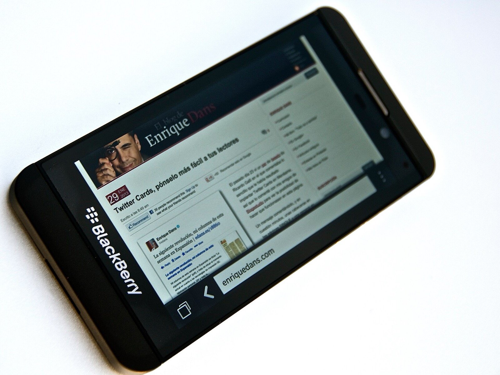 A BlackBerry Z10 running BlackBerry 10