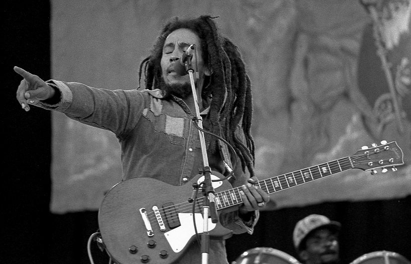 Bob Marley performing at Dalymount Park, Dublin, in July 1980