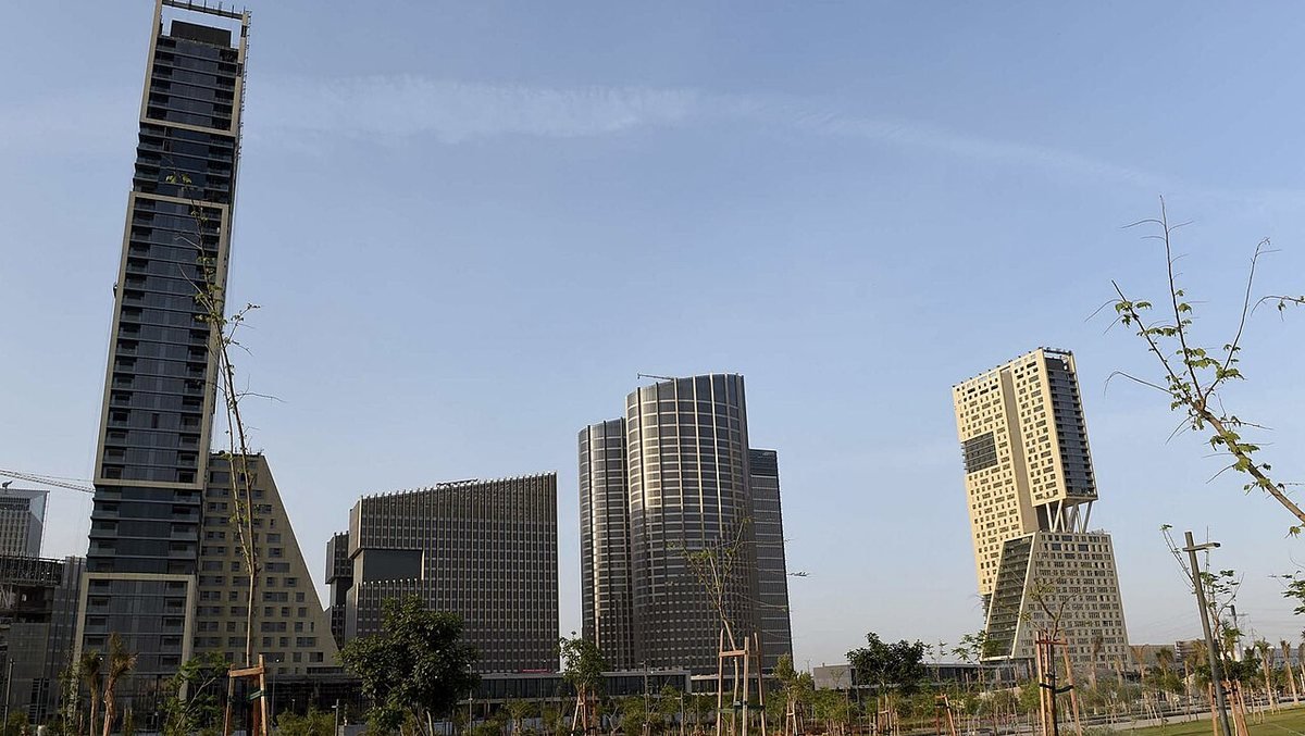 Towers under construction in the Central Business District, built by China State Construction Engineering Corporation, May 2023