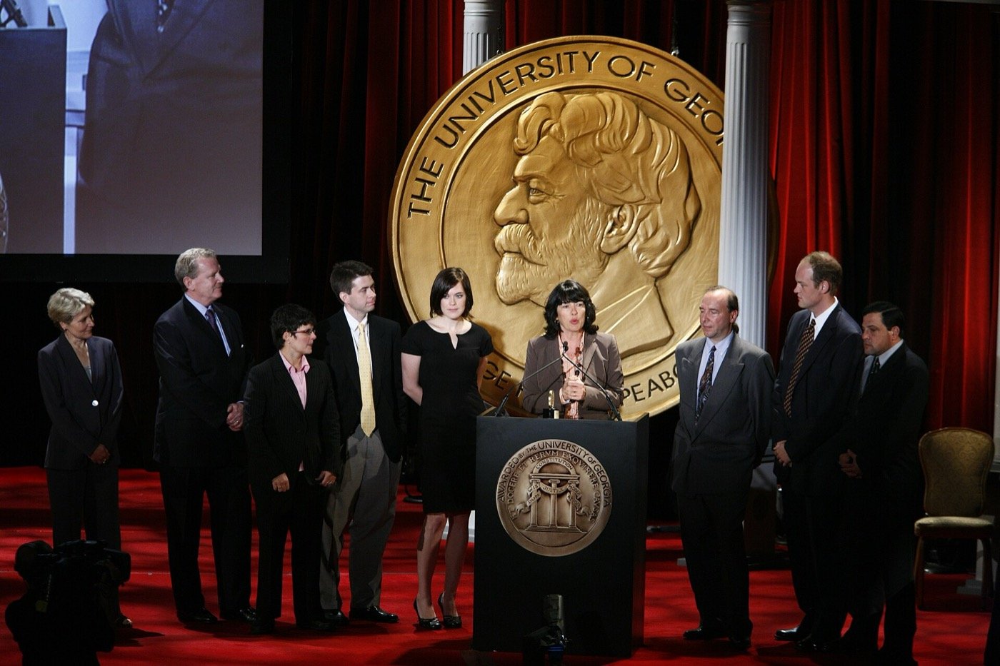 Christiane Amanpour with her CNN Presents God's Warriors team at the 2008 Peabody Awards luncheon in New York