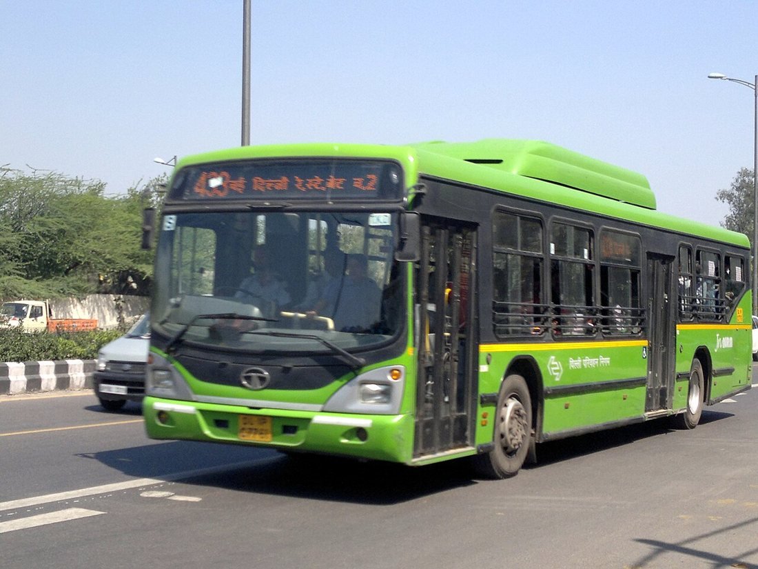 A Delhi Transport Corporation CNG bus