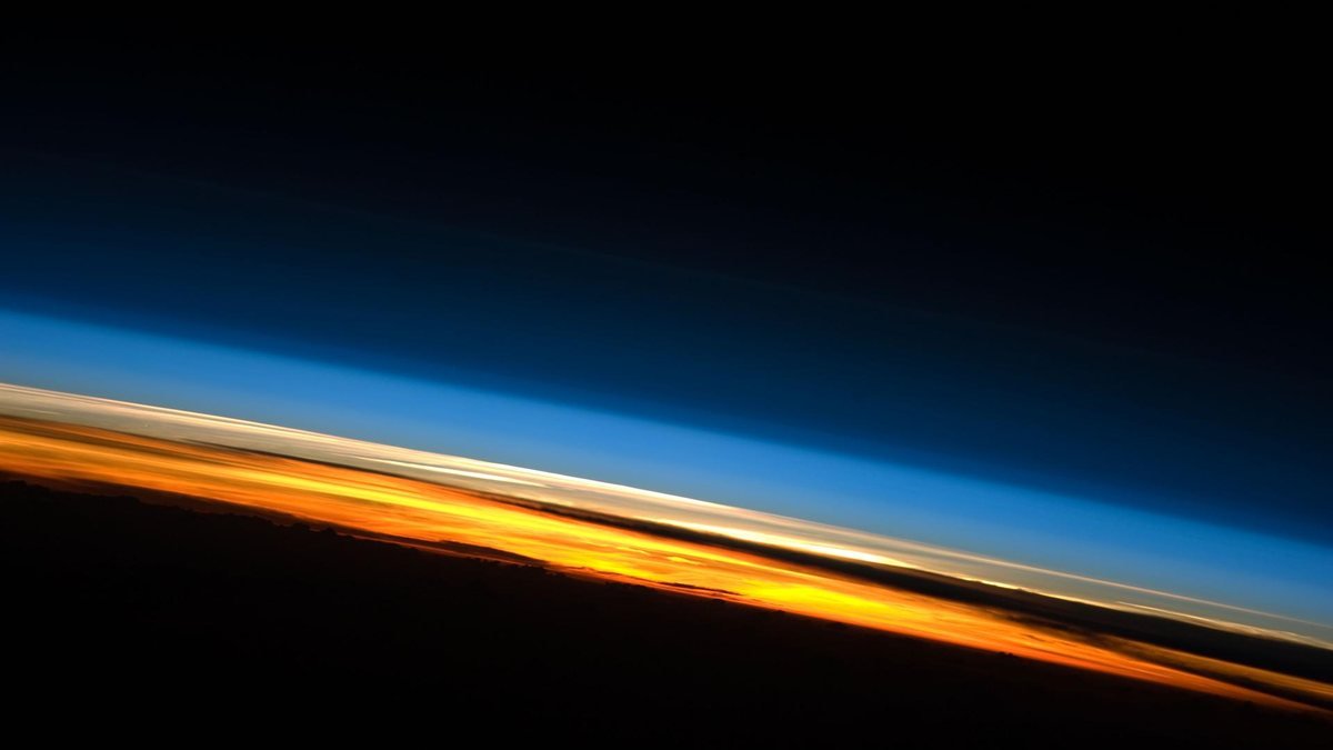 Sunset on Earth’s limb seen from orbit