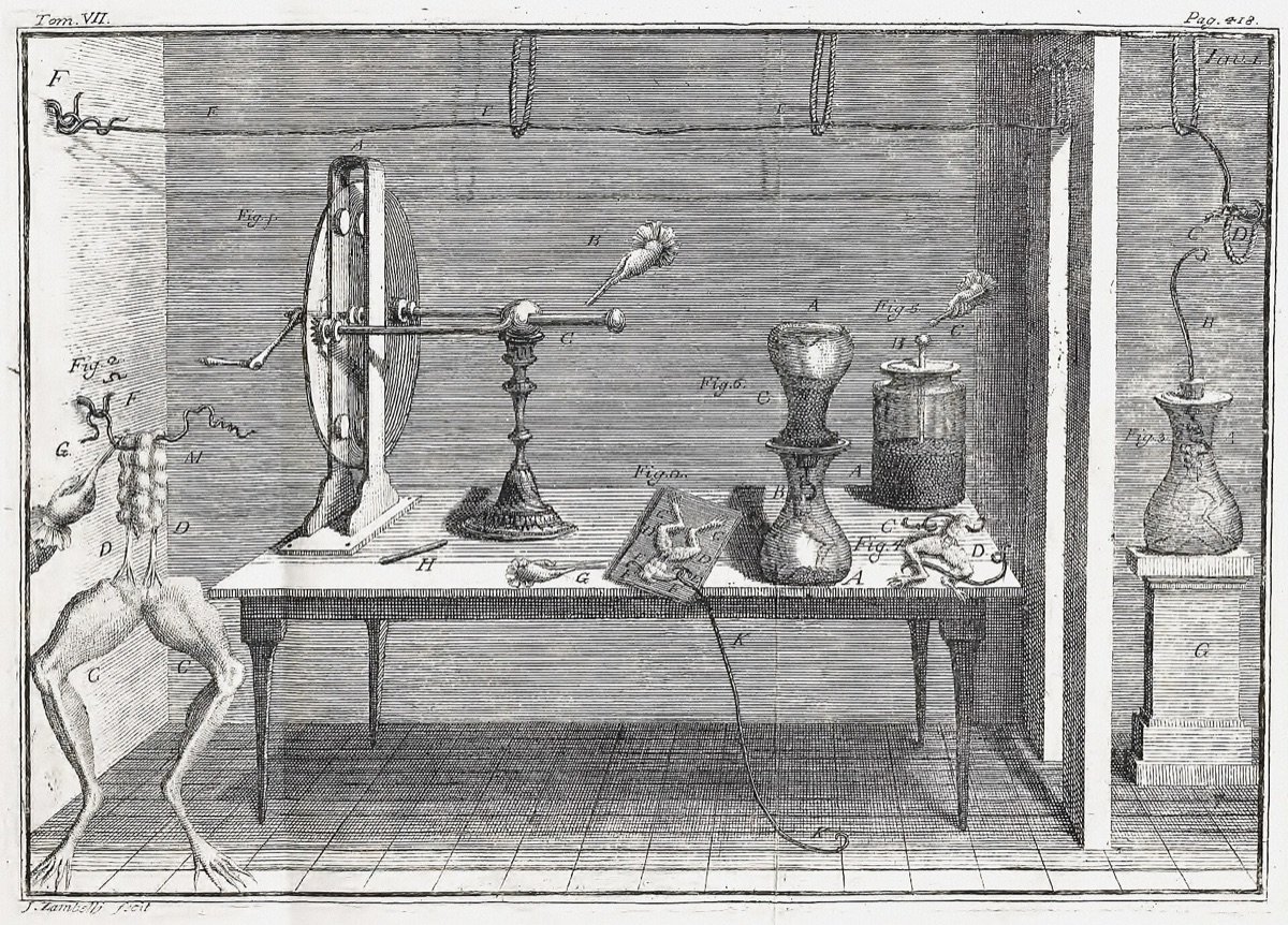 A plate from Galvani’s 1791 De viribus electricitatis in motu musculari commentarius