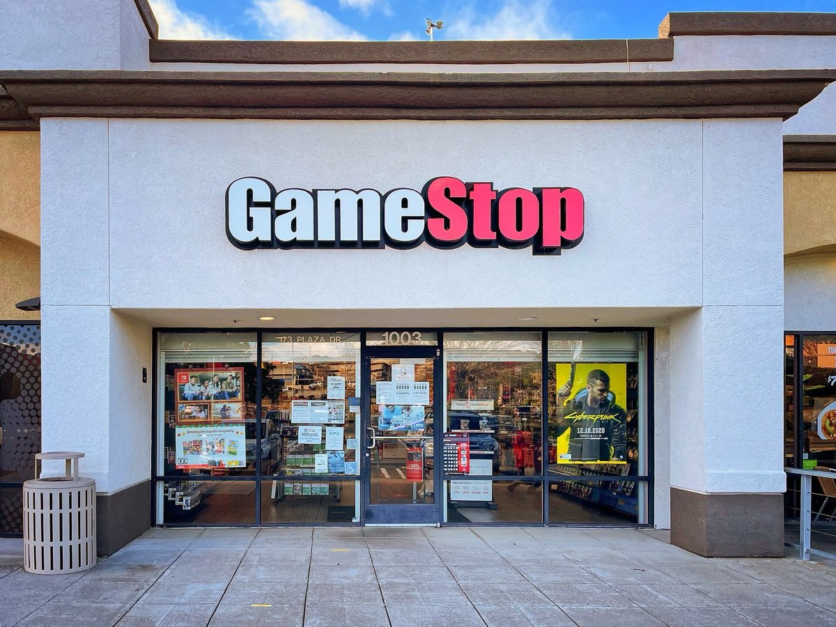 A GameStop store in Vallejo, California, photographed on 3 February 2021, the week the share price fell back below $100