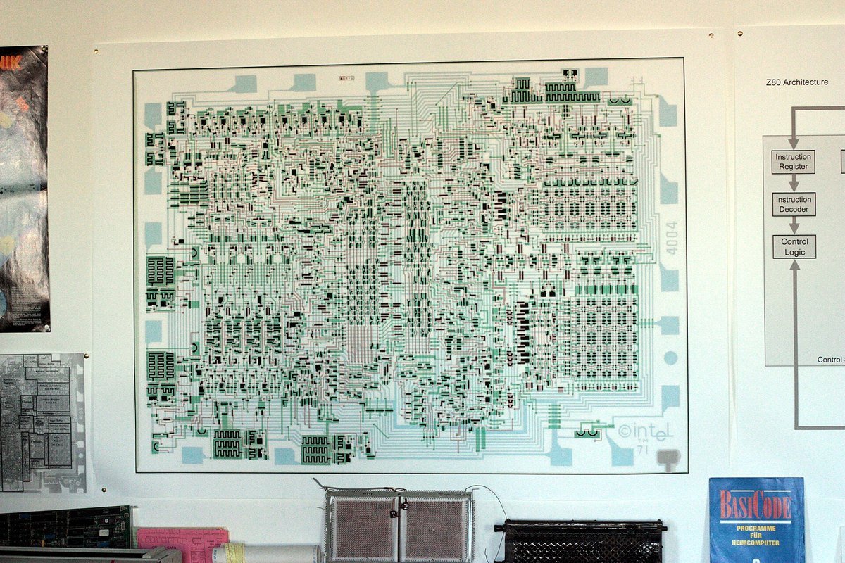 A blown-up plot of the Intel 4004’s chip layout