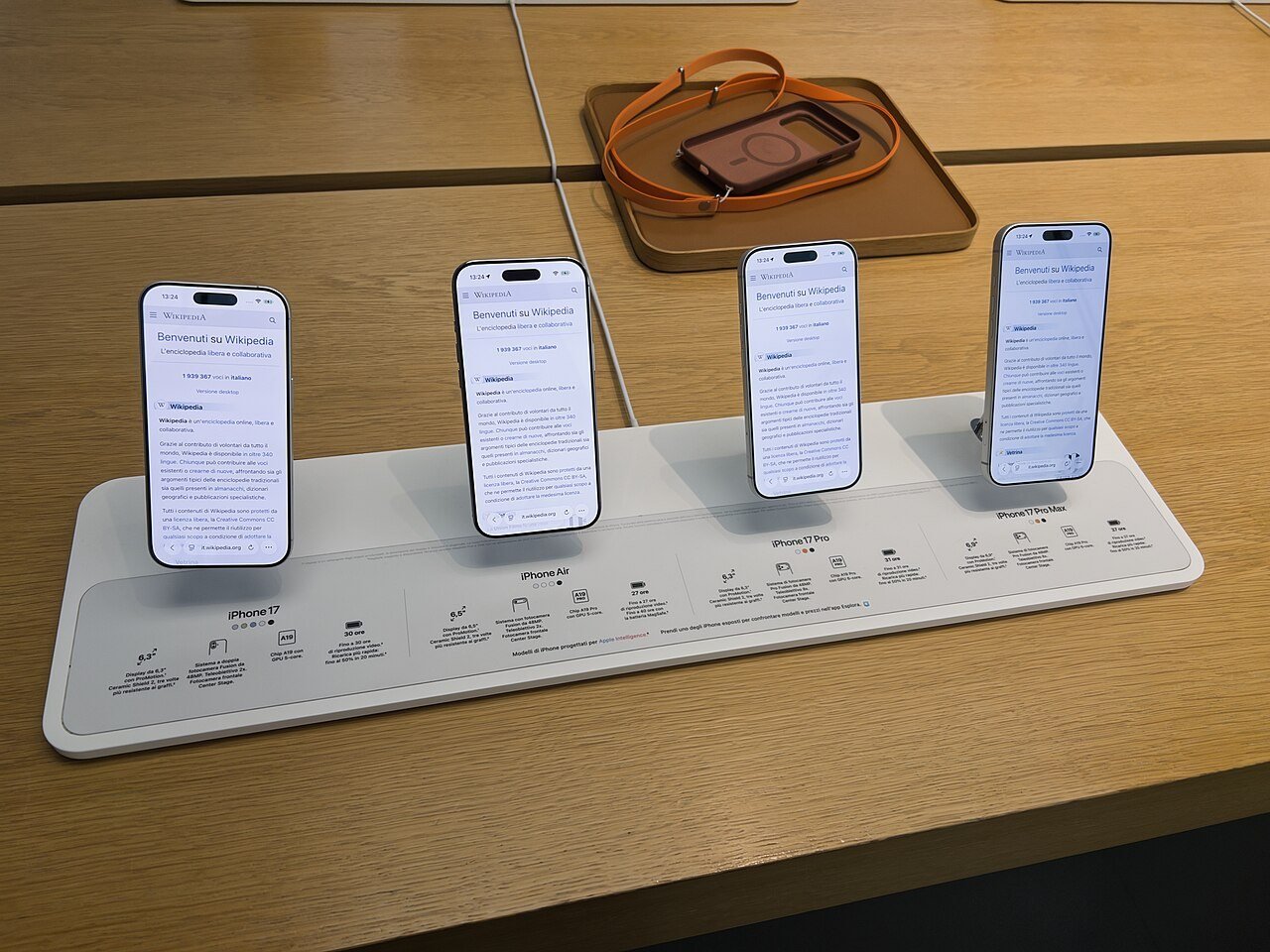 The iPhone 17, iPhone Air, iPhone 17 Pro and Pro Max on display in October 2025, a year before the foldable iPhone Duo