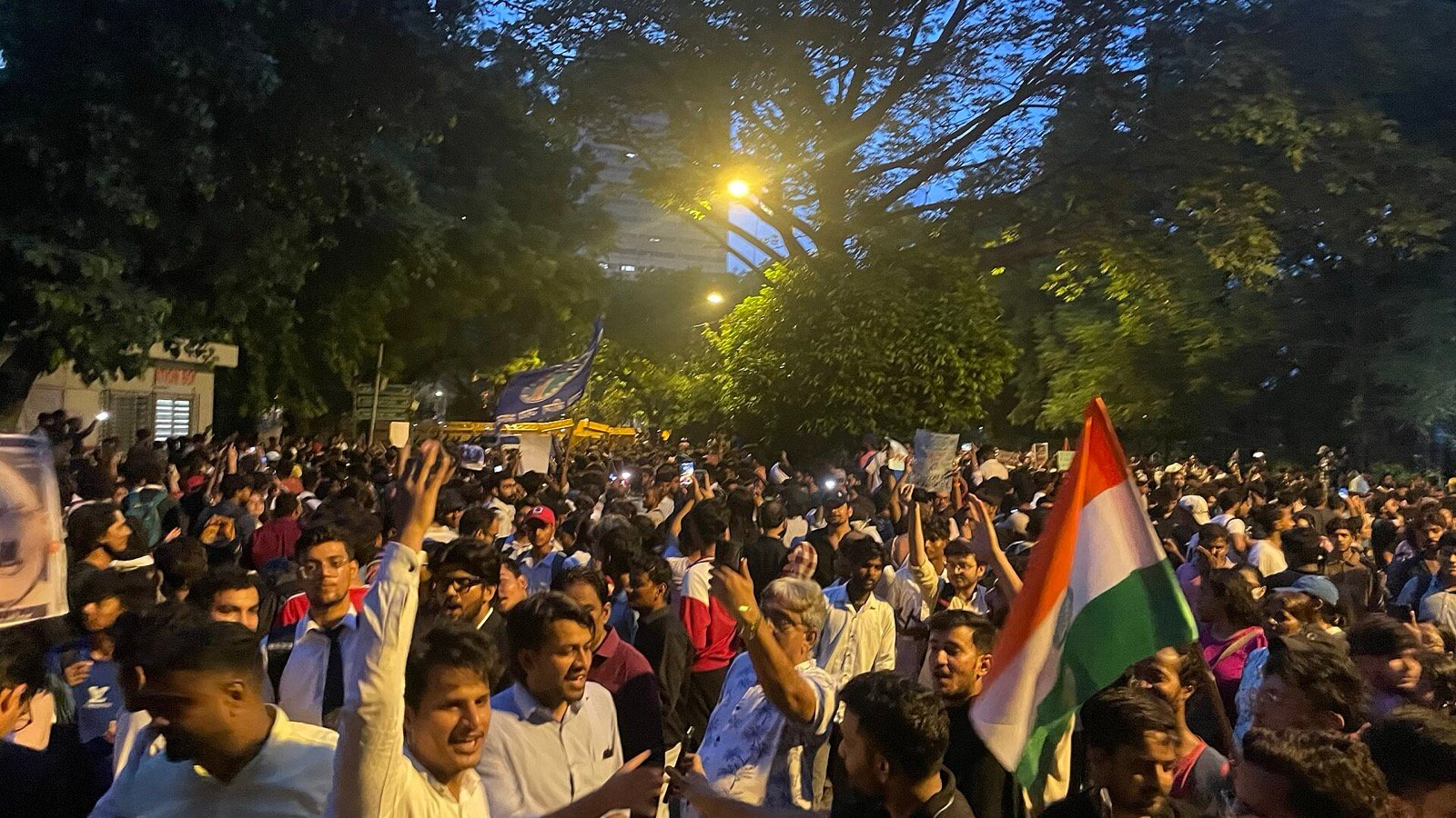 A crowd at Jantar Mantar, New Delhi’s designated protest site, during an earlier demonstration in July 2026