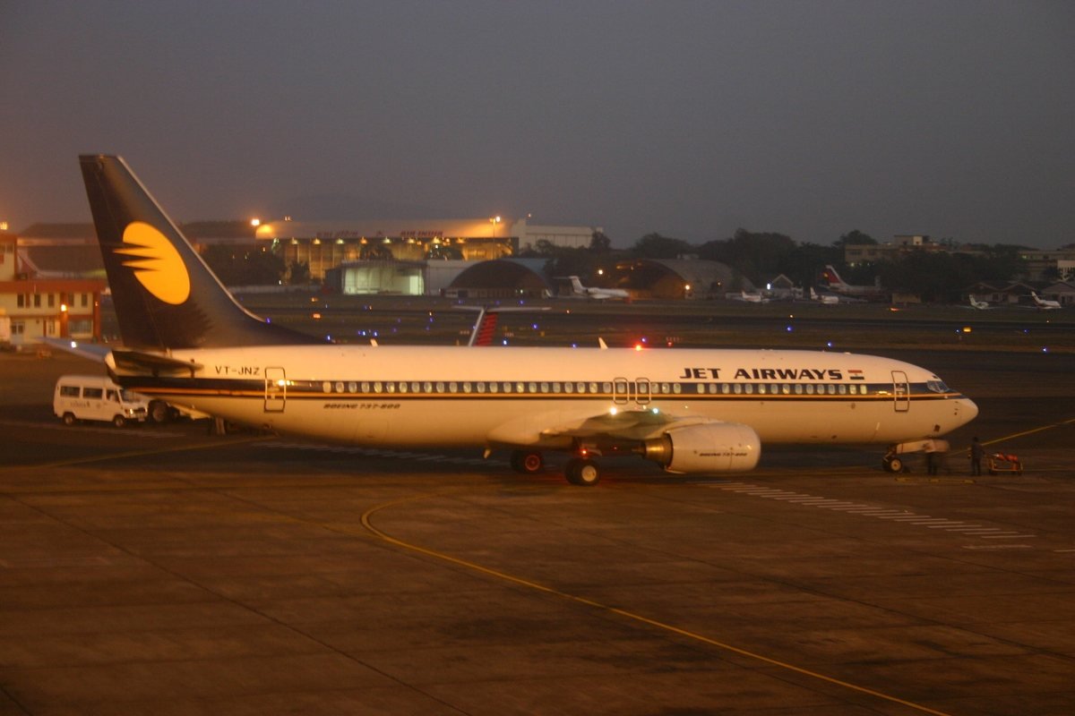 A Jet Airways Boeing 737 at Mumbai airport in 2005