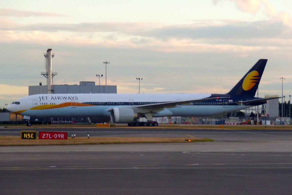 Jet Airways Boeing 777-300ER VT-JEU at London Heathrow in September 2016