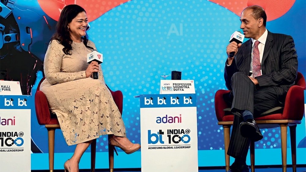 India Today Group vice chairperson Kalli Purie in conversation with Soumitra Dutta about artificial intelligence, August 2023