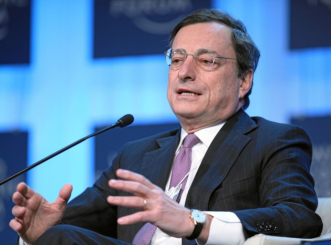 ECB President Mario Draghi speaking in Davos in January 2012