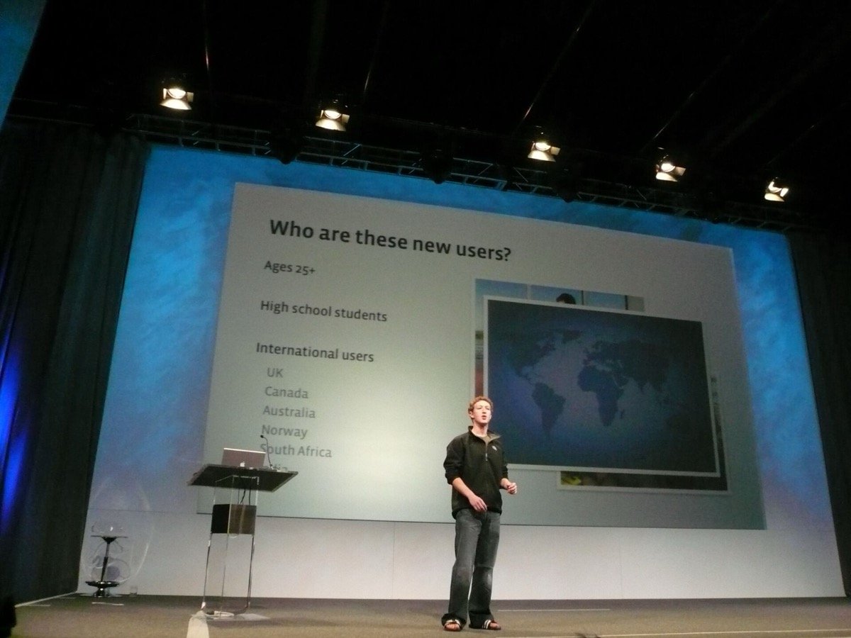 Mark Zuckerberg at Facebook’s f8 event in San Francisco on 24 May 2007