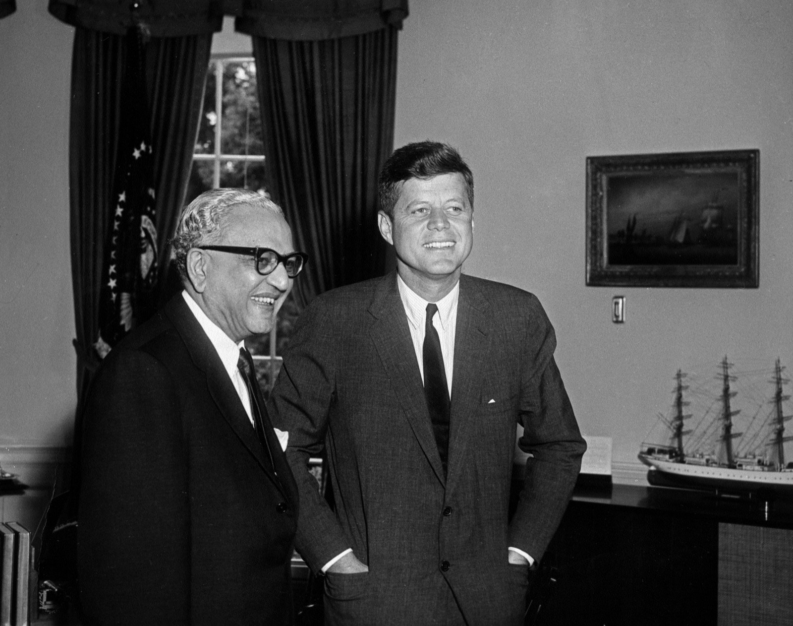 M. C. Chagla with President John F. Kennedy in the Oval Office, 1961