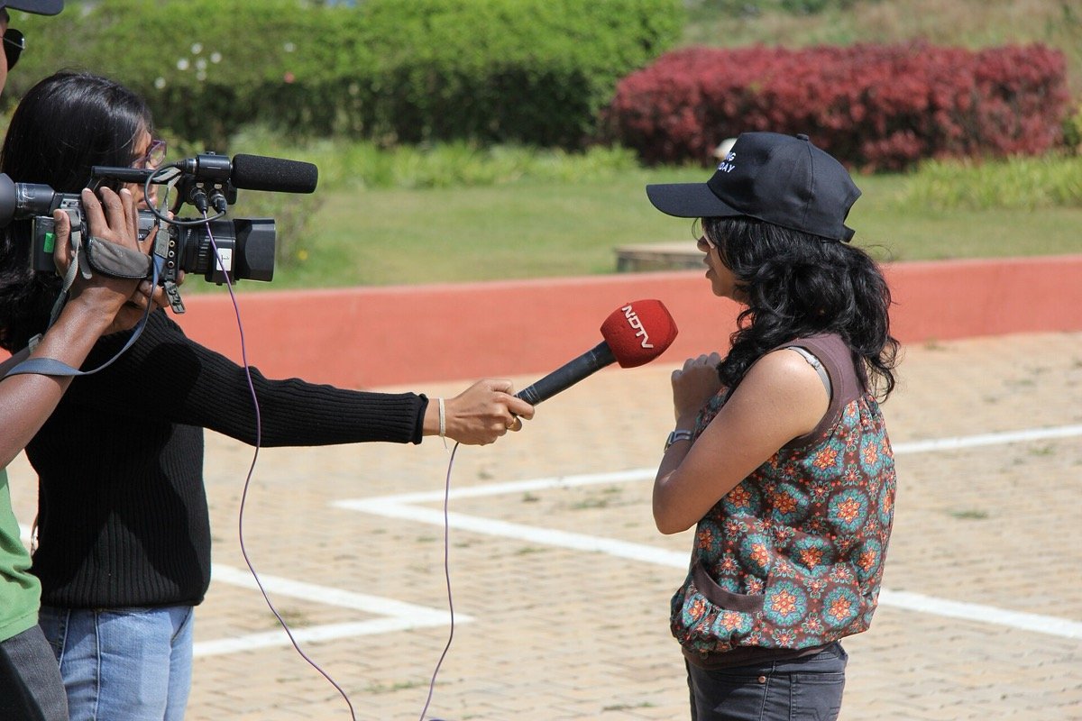An NDTV crew records an interview in Bangalore in December 2011, when the network’s digital and TV newsrooms were converging