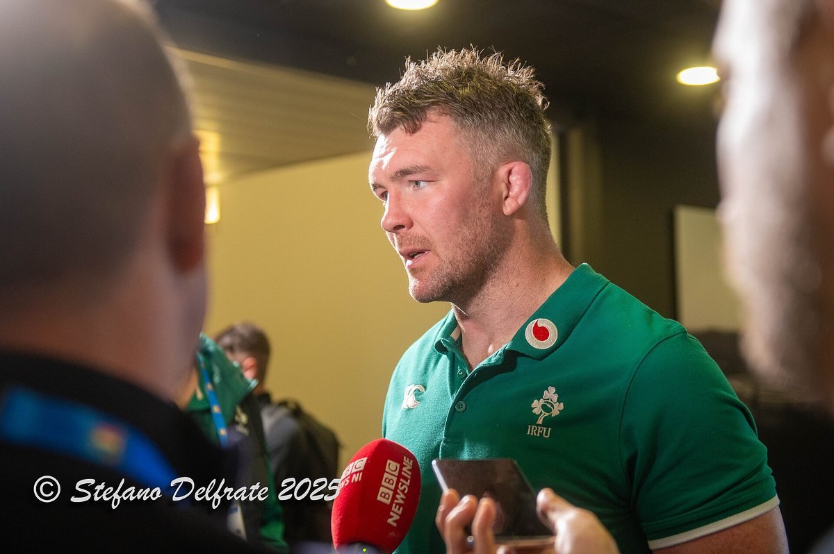 O’Mahony talks to reporters after his 114th and final Ireland Test