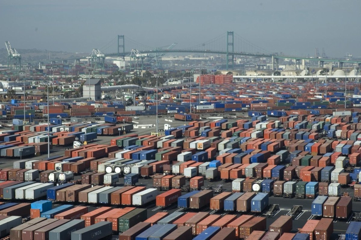 Container stacks at the Port of Long Beach