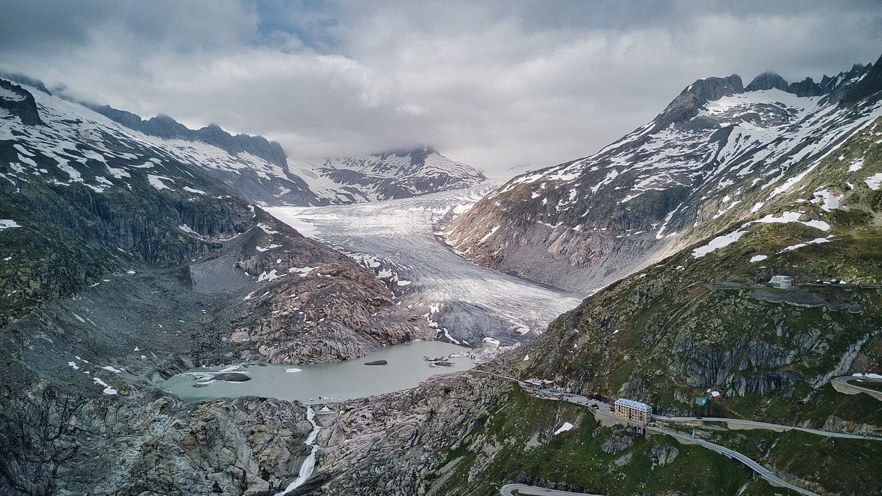 The Rhône Glacier above Gletsch in June 2023