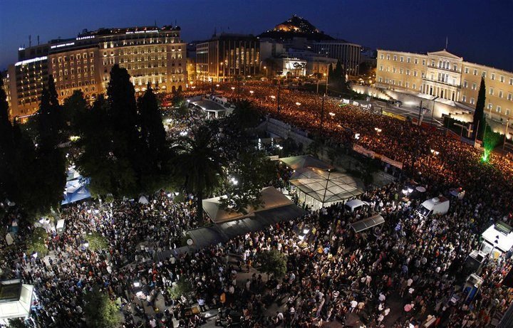 Crowds fill Syntagma Square in Athens during an anti-austerity protest in May 2011